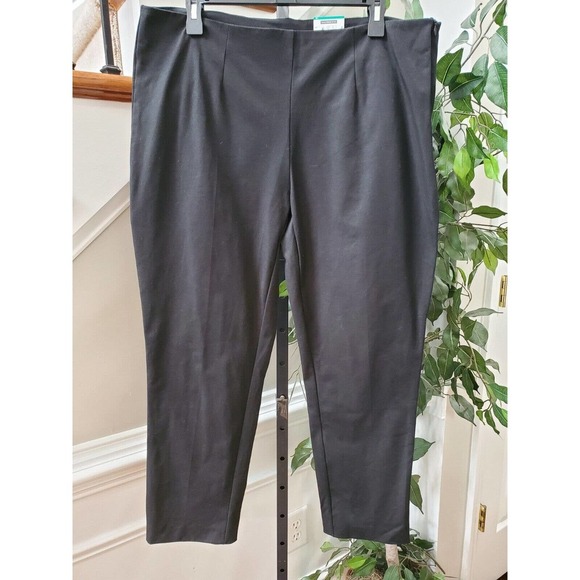 Time & Tru Womens Black Cotton Mid Rise Pull On Comfort Waist Dress Pant Size 16 - Picture 2 of 10